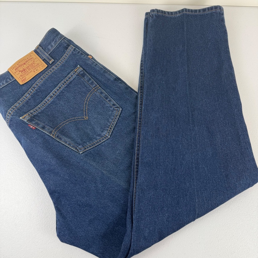 Vtg Levis 550 Relaxed Fit Jeans Mens 42x32 Medium Wash Blue Made in USA